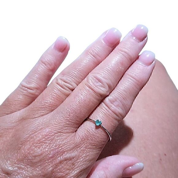 Sterling Silver Delicate Aquamarine Heart Crystal Ring BRAND NEW sz 7 - Picture 6 of 9